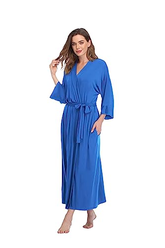 Teemie Damen Bademantel Leichter Morgenmantel Frauen Saunamantel Braut Und Trauzeugin Lang Kimono Hausmantel Schnell Trocknend Saugstark Reisebademantel Schlafanzug Stillnachthemd XL - 3