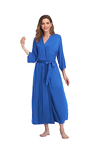 Teemie Damen Bademantel Leichter Morgenmantel Frauen Saunamantel Braut Und Trauzeugin Lang Kimono Hausmantel Schnell Trocknend Saugstark Reisebademantel Schlafanzug Stillnachthemd XL - 4