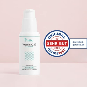 colibri skincare Vitamin C20 Booster 30ml Vitamin C Serum Gesicht - hochdosierte Gesichtspflege wirkt Pigmentflecken, feinen Falten und Sonnenschäden entgegen - Anti Aging Serum - 6