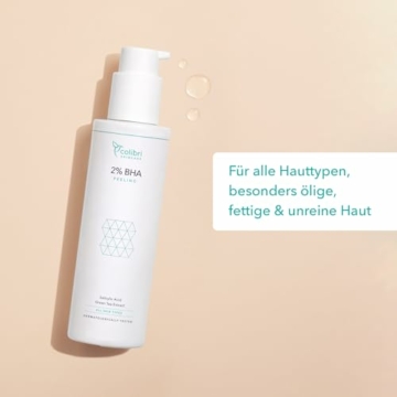 colibri skincare 2% BHA Peeling 100ml - Salicylsäure Peeling für alle Hauttypen - Chemisches Exfoliant für das Gesicht zur Minderung von Pickeln & Mitessern - hilft Poren zu verkleinern - 2