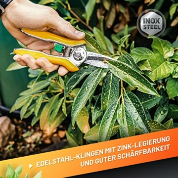 GRÜNTEK Rosen-Pflanzenschere COLIBRI 170 mm Edelstahlklingen mit Zink-Legierung Blumenschere mit Soft-Touch Ergo-Griff, Gartenschere Rosenschere Trimmerschere Bypass - 3