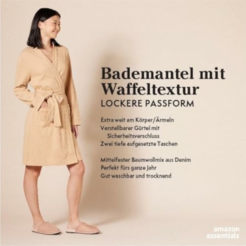 Amazon Essentials Damen Leichter Waffel-Bademantel, Mittellang (Erhältlich In Übergröße), Rauchgrau, S - 2