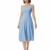 Damen Elegant Blumenkleid Spaghetti Midikleid A-Linie Partykleid Festlich Cocktailkleid Blau S - 2