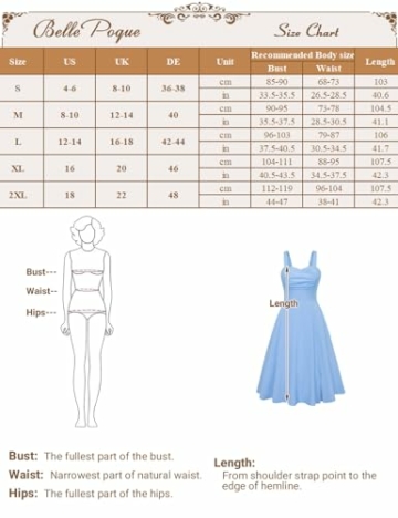 Damen Elegant Blumenkleid Spaghetti Midikleid A-Linie Partykleid Festlich Cocktailkleid Blau S - 3