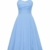 Damen Elegant Blumenkleid Spaghetti Midikleid A-Linie Partykleid Festlich Cocktailkleid Blau S - 1