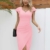 Missufe Cocktailkleid Elegant Wickelkleid Midikleid Partykleid Damen Bodycon Sommerkleider (Rosa, Mittel) - 3