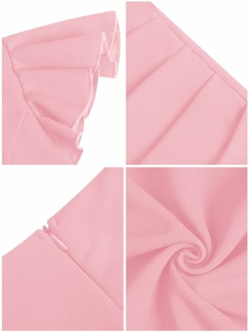 Missufe Cocktailkleid Elegant Wickelkleid Midikleid Partykleid Damen Bodycon Sommerkleider (Rosa, Mittel) - 7