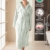 SIEGENTHAL® Damen Bademantel Frottee Velour 100% Baumwolle mit Kapuze Flauschig - Mint L - XL - 2