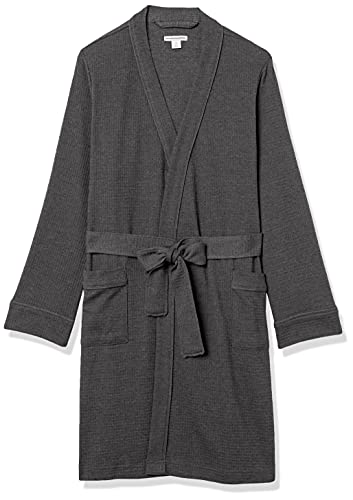 Amazon Essentials Damen Leichter Waffel-Bademantel, Mittellang (Erhältlich In Übergröße), Dunkelgrau Meliert, L - 6