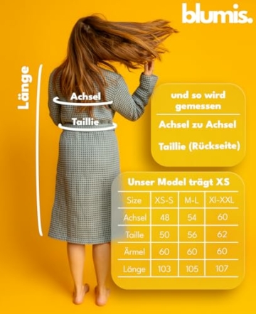 BLUMIS® Bademantel Damen – moderner Morgenmantel, Waffelpique Muster, OEKO-TEX Baumwolle, Sauna geeignet, Kimono Schnitt - Grau - 4