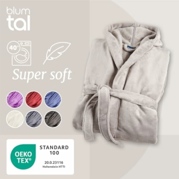 Blumtal Bademantel Damen und Herren - kuschelig weicher Fleece Bademantel mit Kapuze & praktischen Fronttaschen, Oeko-TEX® Zertifiziert, Größe M, Farbe Grau - 5