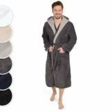 Blumtal Bademantel Herren, kuschelig weicher Bademantel Herren mit Kapuze aus 100% Baumwolle mit gefütterter Kapuze und samtigen Frottee-Velours, Oeko-TEX® Zertifiziert, Größe XL, Anthrazit und grau - 1