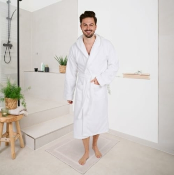 Blumtal Bademantel Herren, kuschelig weicher Bademantel Herren mit Kapuze aus 100% Baumwolle mit gefütterter Kapuze und samtigen Frottee-Velours, Oeko-TEX® Zertifiziert, Größe XL, Anthrazit und grau - 5