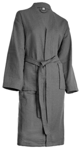 Brandsseller Bademantel Unisex XL Baumwolle Waffelpiqué leichter Hausmantel für Damen und Herren - Anthrazit - 1