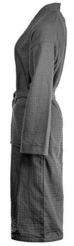 Brandsseller Bademantel Unisex XL Baumwolle Waffelpiqué leichter Hausmantel für Damen und Herren - Anthrazit - 3