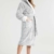 CityComfort Bademantel Damen Flauschig, Fleece Morgenmantel Damen Dressing Gown Women (Zweifarbiges Grau, L) - 4