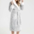 CityComfort Bademantel Damen Flauschig, Fleece Morgenmantel Damen Dressing Gown Women (Zweifarbiges Grau, L) - 5