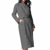 flintronic Bademantel Damen & Herren, Leichter Waffelpiqué-Bademantel, Leicht 100% Baumwolle Waffel, Reisebademantel, Morgenmantel - 1