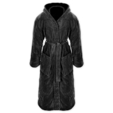 Gräfenstayn® Damen & Herren Kuschelfleece Bademantel mit Kapuze Größe S-XXXL mit Öko-Tex Standard 100 Flanell Fleece (XXL, Schwarz) - 1