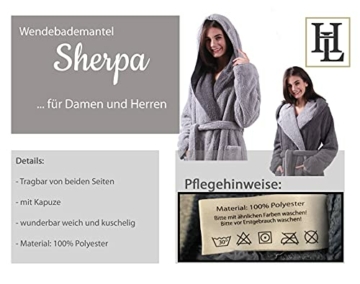 HOMELEVEL Sherpa Wende Bademantel Lammfell Optik für Damen und Herren mit Kapuze Morgenmantel Hausmantel - 4
