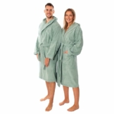 Lavea Mexico - Luxuriöser Bademantel mit Kapuze, 100% Baumwolle, Weich & Saugstark - Ideal für Spa & Zuhause, Unisex Design, Größe XL, Eukalyptus - 1