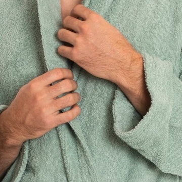Lavea Mexico - Luxuriöser Bademantel mit Kapuze, 100% Baumwolle, Weich & Saugstark - Ideal für Spa & Zuhause, Unisex Design, Größe XL, Eukalyptus - 5