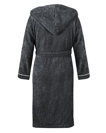 LAYNENBURG Bademantel Herren Frottee - Kapuze - Lang - 100% Baumwolle (360g/m2) - OEKO TEX Standard 100 - Größe (XL, Anthrazit) - 2