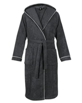 LAYNENBURG Bademantel Herren Frottee - Kapuze - Lang - 100% Baumwolle (360g/m2) - OEKO TEX Standard 100 - Größe (XL, Anthrazit) - 1