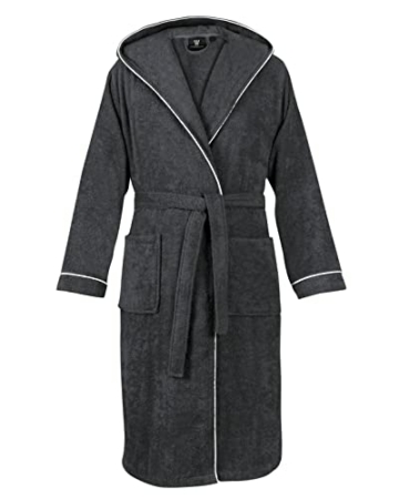 LAYNENBURG Bademantel Herren Frottee - Kapuze - Lang - 100% Baumwolle (360g/m2) - OEKO TEX Standard 100 - Größe (XL, Anthrazit) - 1