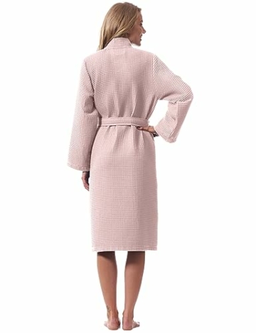 Morgenstern Bademantel Damen Leicht Baumwolle Waffel Pique Größe L Rosa - 3