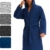 Morgenstern Bademantel Herren Frottee Baumwolle mit Kapuze lang Blau Gr. L - 1