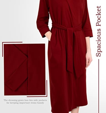 NY Threads Luxuriöser, leichter Damen-Bademantel/Frauen Morgenmantel aus weichem Poly-Baumwollstrick (XX-Large, Burgundy) - 6