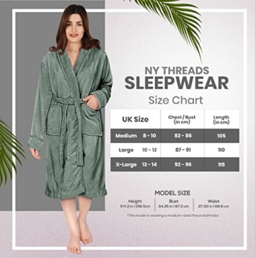 NY Threads Schalkragen-Morgenmantel für Damen, Kuschelig weich, Loungewear und Nachtwäsche (Mittel, Stahlgrau) - 2