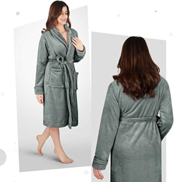 NY Threads Schalkragen-Morgenmantel für Damen, Kuschelig weich, Loungewear und Nachtwäsche (Mittel, Stahlgrau) - 3
