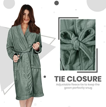 NY Threads Schalkragen-Morgenmantel für Damen, Kuschelig weich, Loungewear und Nachtwäsche (Mittel, Stahlgrau) - 4