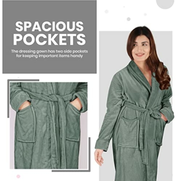 NY Threads Schalkragen-Morgenmantel für Damen, Kuschelig weich, Loungewear und Nachtwäsche (Mittel, Stahlgrau) - 5