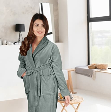 NY Threads Schalkragen-Morgenmantel für Damen, Kuschelig weich, Loungewear und Nachtwäsche (Mittel, Stahlgrau) - 6
