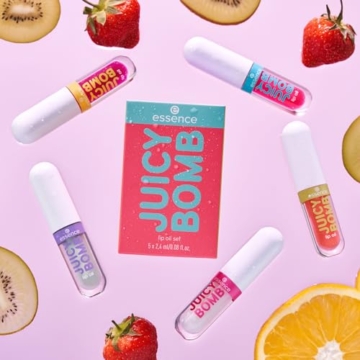 essence JUICY BOMB lip oil set 01, Lippenpflege, Mehrfarbig, acetonfrei, vegan, ohne Mikroplastikpartikel, glutenfrei, 1er Pack (5pcs) - 2