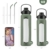 BLUEGO Trinkflasche Glas 700ml Sport Wasserflasche mit 2 Deckeln und Strohhalm Auslaufsichere Glasflasche mit Zeitmarkierung und Messskala BPA frei, Oliver - 5