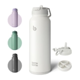 bottlebottle BOTTLE BOTTLE Isolierte Wasserflasche mit Strohhalm, Sport-Edelstahl-Wasserflasche mit Griffdeckel, Outdoor-Sportflasche für Pillen, 1l (Weiß) - 1