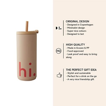 Design Letters Kaffeebecher 500 Ml | Trinkbecher mit Deckel & Strohhalm | Kaffeebecher to go BPA/BPS frei, Wiederverwendbar | Campingbecher | Kaffee zum Mitnehmen Becher | Geschenke für frauen, Männer - 3