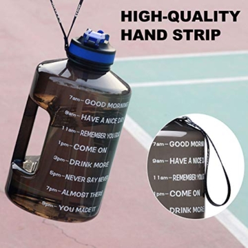 ETDW 3,78 Liter Trinkflaschen mit Strohhalme BPA Frei, 3,78L Wiederverwendbare Wasserflaschen mit Zeitangaben, GroßE Sportflasche mit Starkem Griff für Sport, Fitness, Freiluft, Wandern - 4