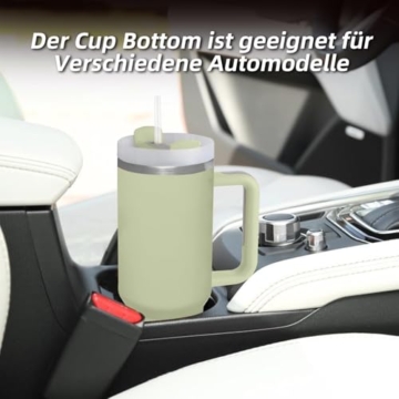 LOITTAINUE Thermobecher mit Strohhalm und Henkel, 1180ml 40oz Kaffeebecher To Go mit Deckel, Doppelwandiger Edelstahl Vakuum Isolierbecher, Tragbare Autobecher für Kalte Heiße Getränke (Grün) - 6