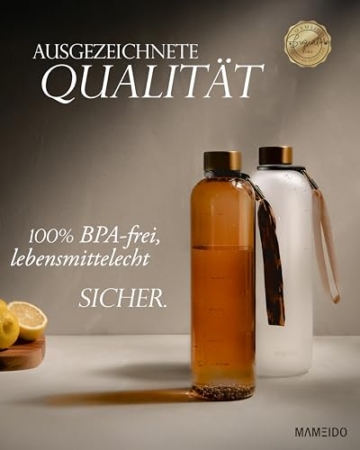 MAMEIDO Trinkflasche 1l Kohlensäure & Spülmaschine geeignet, auslaufsichere Trinkflasche mit Zeitmarkierung, Wasserflasche BPA frei für Sport, Gym & Büro, Water Bottle (Ivory Beige, 1000ml) - 6