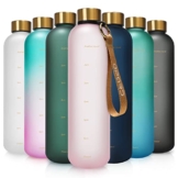 Opard Trinkflasche, 1L/800ml Wasserflasche, Auslaufsichere Water Bottle, BPA Frei Sportflasche Zeitmarkierung Wasser Flasche (1000ml - Rosa, 1000ml) - 1