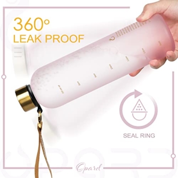 Opard Trinkflasche, 1L/800ml Wasserflasche, Auslaufsichere Water Bottle, BPA Frei Sportflasche Zeitmarkierung Wasser Flasche (1000ml - Rosa, 1000ml) - 4