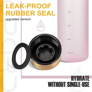 Opard Trinkflasche, 1L/800ml Wasserflasche, Auslaufsichere Water Bottle, BPA Frei Sportflasche Zeitmarkierung Wasser Flasche (1000ml - Rosa, 1000ml) - 5