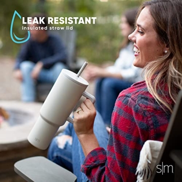Simple Modern Becher mit Griff und Trinkhalm | Isolierter EdelstahlWasserflasche EiskaffeeReisebecher | Geschenke für Frauen und Männer | Trek Sammlung | 1180ml | Midnight Black - 5