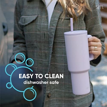 Simple Modern Becher mit Griff und Trinkhalm | Isolierter EdelstahlWasserflasche EiskaffeeReisebecher | Geschenke für Frauen und Männer | Trek Sammlung | 1180ml | Midnight Black - 7