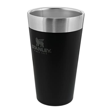 Stanley Adventure Stacking Bierkrug 473 ml - Edelstahl Thermobecher Hält 4 Stunden Kalt - BPA-Frei - Stapelbare Doppelwandiger, Vakuumisolierter Thermotasse - Spülmaschinenfest - Matte Black - 4